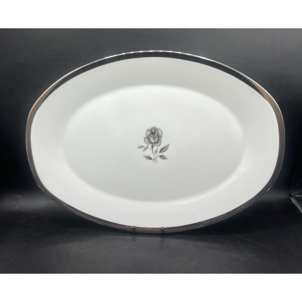 Empress China Rosemont 121 Japan Oval Serving Platter 14 3/8” Gray Rose Trim